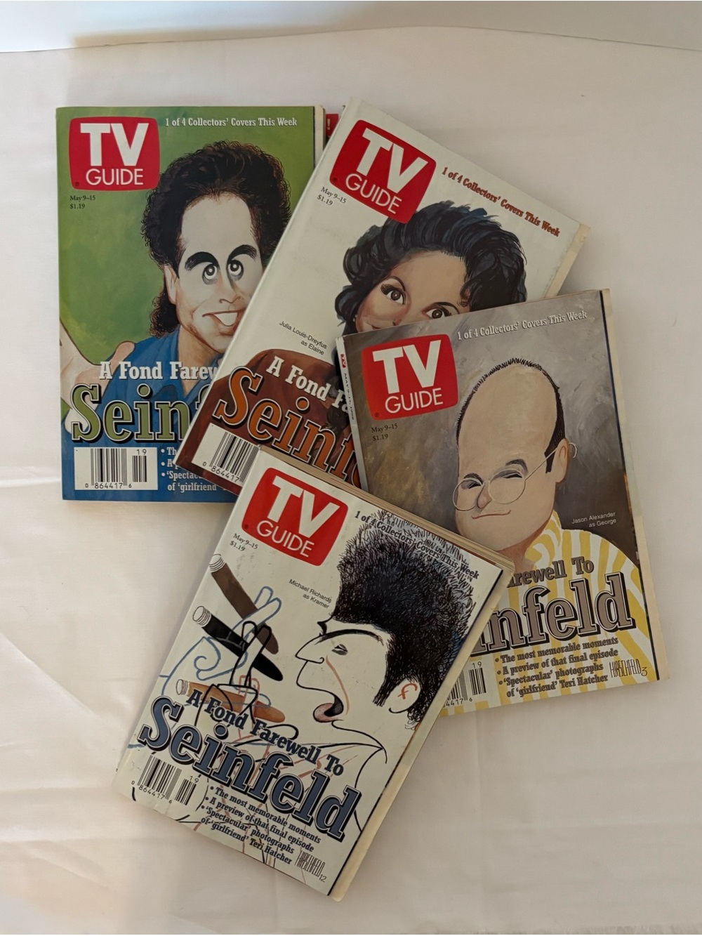 (4) Iconic Nostalgic Kitchy 1998 TV Guide Magazines From Seinfeld